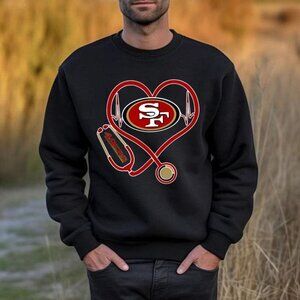 Nurse Heartbeat 49ers Sweatshirt Retro San Francisco Football Crewneck Fan 05